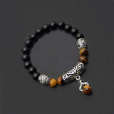 Elegant Eagle Clawed Matte Onyx and Tiger Eye Bracelet (Ethnic Wallet Gift)