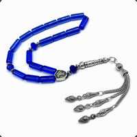 ALBATROSART -Gentle Men Collection- Prayer Beads-Worry Beads-Tesbih-Tasbih-Tasbeeh-Misbaha-Masbaha-Subha-Sebha-Rosary (Blue Glass Prayer Beads -15 x 6mm 17 Beads)