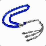 ALBATROSART -Gentle Men Collection- Prayer Beads-Worry Beads-Tesbih-Tasbih-Tasbeeh-Misbaha-Masbaha-Subha-Sebha-Rosary (Blue Glass Prayer Beads -15 x 6mm 17 Beads)