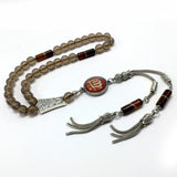 Muslim Prayer Beads-Tesbih-Tasbih-Tasbeeh-Misbaha-Masbaha-Subha-Sebha-Sibha-Rosary (Smooth Smoky Quartz -8 mm 33 Beads)