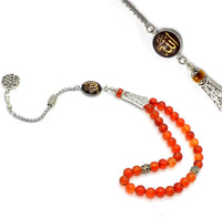 SPECIAL -ALLAH TASSEL- COLLECTION Red Agate Stone Prayer Beads-Tesbih-Tasbih-Tasbeeh (8 mm-33 beads)