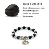 Onyx and Silver Plated Beads Bracelet with Allah Pattern (Ethnic Wallet Gift)