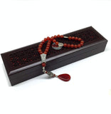 ALBATROSART -Elegance Collection- Prayer Beads-Tesbih-Tasbih-Tasbeeh-Misbaha-Masbaha-Subha-Sebha-Sibha-Rosary (RED Agate Natural Stone * Drop Tassel -8mm -33 Beads-)