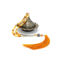 Designed Natural Stone Worry Beads with Silk Tassel (8 mm-33 beads) - Prayer Beads-Tesbih (Floren)