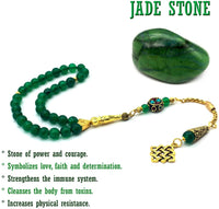 -Orient Collection-Prayer Beads-Worry Beads-Tesbih-Tasbih-Tasbeeh-Misbaha-Masbaha-Subha-Rosary (Green Jade Stone (8 mm-33 Beads))