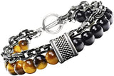 ALBATROSART - Elegant New Bracelet Series - (Ethnic Wallet Gift) (Unisex Natural Tiger Eye and Black Onyx Bracelets)