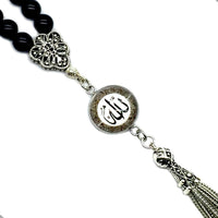 ALBATROSART -Regal Collection- Prayer Beads-Tesbih-Tasbih-Tasbeeh-Misbaha-Masbaha-Subha-Sebha-Sibha-Rosary (Black Agate Stone Prayer Beads and Bracelet)