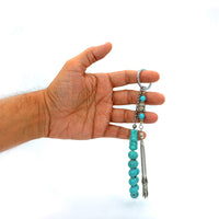 Synthetic Special Design Turquoise Worry Beads & Keychain Together (12 mm)-Stress Tesbih- (ETHNIC WALLET GIFT)