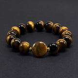 ALBATROSART - Handmade Bracelet Collection - (Ethnic Wallet Gift) (Unisex Tiger Eye Large Gemstone Genuine Bracelet -12 mm beads))