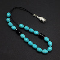 ALBATROSART Design - Greek KOMBOLOI Series Worry Beads Begleri Pony Anxiety Beads Rosary Relaxation Stress Relief (Synthetic Oval Turquoise Beads -12x10 mm, 17 Beads-)