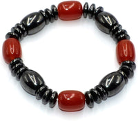 Red Glass Beaded Magnetic Hematite Bracelet