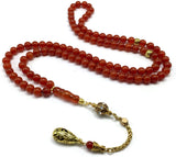 ALBATROSART Special Prayer Beads Series -99 Beads- Tesbih Tasbih Tasbeeh Misbaha Masbaha Subha Sebha Sibha  (Red Agate Natural Stone -8 mm)