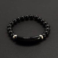 ALBATROSART - Handmade Bracelet Collection - (Ethnic Wallet Gift) (Black Agate Natural Stone Bracelet -8 mm-)