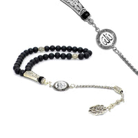 SPECIAL -ALLAH TASSEL- COLLECTION Black Agate Stone Prayer Beads-Tesbih-Tasbih (8 mm-33 beads)