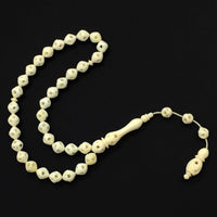 ALBATROSART -Grandeur Collection- Worry Beads-Prayer Beads-Tesbih-Tasbih-Tasbeeh-Misbaha-Masbaha-Subha-Sebha-Sibha-Rosary (Embroidered Camel Bone (10 mm-33 beads)