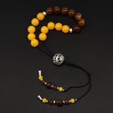 Greek KOMBOLOI Series Worry Beads Begleri Pony Anxiety Beads Rosary Relaxation Stress Relief (Yellow-Brown Imitation Resin - 12 mm, 17 Beads)