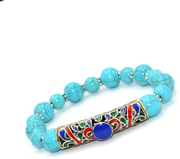 ALBATROSART - Handmade Bracelet Collection - (Ethnic Wallet Gift) (Turquoise Bracelet with Multi Color Pattern)