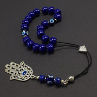 Handmade Evil Eye and Blue Lampwork Beads -Keychain- (8 mm, 21 Beads