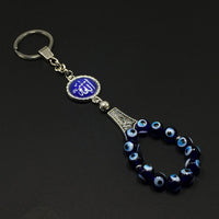 ALBATROSART -Keychain Collection with Allah -Handbag Holders (10mm Diameter Evil Eye Beads)