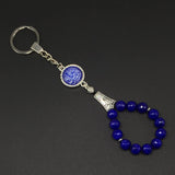 ALBATROSART -Keychain Collection with Allah -Handbag Holders (10mm Diameter Blue Jade Stone)