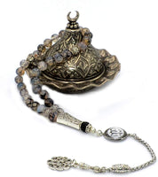 SPECIAL -ALLAH TASSEL- COLLECTION Dragon Veins Agate Prayer Beads-Tesbih-Tasbih (8 mm-33 beads)