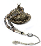 SPECIAL -ALLAH TASSEL- COLLECTION Dragon Veins Agate Prayer Beads-Tesbih-Tasbih (8 mm-33 beads)