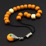 Greek KOMBOLOI Series Worry Beads Begleri Pony Anxiety Beads Rosary Relaxation Stress Relief (Dark Orange Resin Drum -13X9 mm- 19 Big Beads)