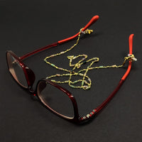 -HANDMADE Eyeglass Chains Elegant Eyewear Retainer Beaded Eyeglass Strap Holder Natural Stone Beaded Eyewear Retainer (Natural Moss Agate Column Beaded Design)