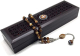 ALBATROSART -Elegance Collection- Prayer Beads-Tesbih-Tasbih-Tasbeeh-Misbaha-Masbaha-Subha-Sebha-Sibha-Rosary (Brown Banded Agate Natural Stone -8mm 33 Beads-)