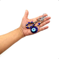 ALBATROSART Design -Special Evil Eye Beaded Collection Worry Beads - Key Chain (10 mm-Beads) Tesbih-Tasbih-Tasbeeh-Misbaha-Masbaha-Subha-Rosary (Key Chain & Tasbih with Evil Eye Beads)