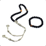 ALBATROSART -Spring Collection- Tesbih-Tasbih-Tasbeeh-Misbaha-Masbaha-Subha-Sebha-Rosary-Worry Beads-Prayer Beads (Black Matte Onyx Prayer Beads and Bracelet)