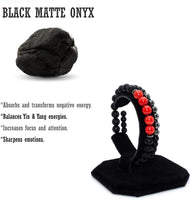 Elegant New Bracelet Series: Black Matte Onyx / Red Howlite Stone Bracelet Set (ETHNIC WALLET GIFT)