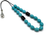 ALBATROSART Design - Greek KOMBOLOI Series Worry Beads Begleri Pony Anxiety Beads Rosary Relaxation Stress Relief (Synthetic Oval Turquoise Beads -12x10 mm, 17 Beads-)