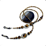 HANDMADE Eyeglass Chains Elegant Eyewear Retainer Beaded Eyeglass Strap Holder Natural Stone Beaded Eyewear Retainer (TIGER EYE Stone Beaded Design)