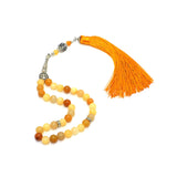 Designed Natural Stone Worry Beads with Silk Tassel (8 mm-33 beads) - Prayer Beads-Tesbih (Floren)