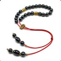 Greek KOMBOLOI Series Worry Beads Begleri Pony Anxiety Beads Rosary Relaxation Stress Relief (Black Small Hematite Beads & Bracelet - 6 mm, 23 Beads)