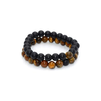 NEW BRACELET SERIES: 2 pcs / Set Fashion Double Tiger Eye-Black Onyx Stone Bracelets (Wallet Gift)