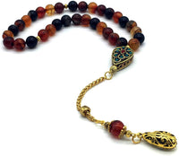 -Orient Collection-Prayer Beads-Worry Beads-Tesbih-Tasbih-Tasbeeh-Misbaha-Masbaha-Subha-Rosary (Red Agate Stone (10 mm-33 Beads)