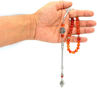 Red Agate Stone Prayer Beads - Tesbih - Tasbih - Tasbeeh - Misbaha - Masbaha (8 mm-33 beads)