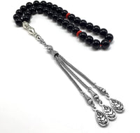 Black Glass Prayer Beads Tesbih Tasbih Tasbeeh Misbaha Subha Sebha Sibha Rosary (Black Glass -10 mm 33- Beads)