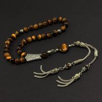 ALBATROSART Design -Tiger Eye Stone Series Worry Beads - Prayer Beads (8 mm-33 Beads) Tesbih-Tasbih-Tasbeeh-Misbaha-Masbaha-Subha-Sebha-Sibha-Rosary (Stylist Prayer Beads (8 mm-33 Beads)