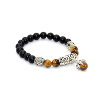 Elegant Eagle Clawed Matte Onyx and Tiger Eye Bracelet (Ethnic Wallet Gift)