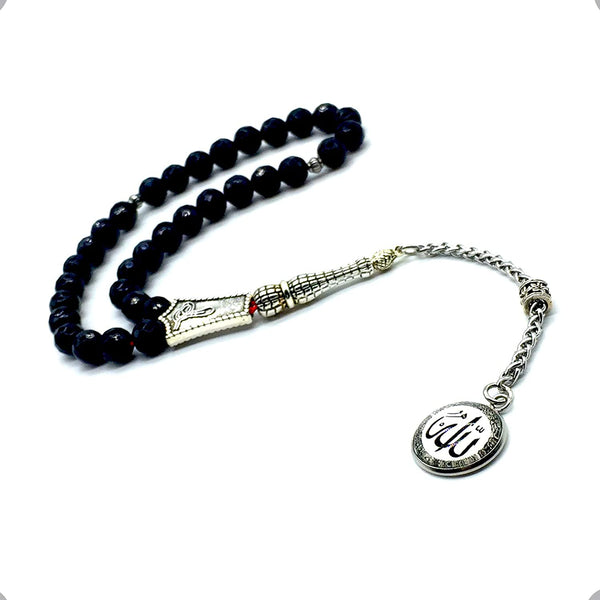 -New Gemstone Collection- Prayer Beads-Worry Beads-Tesbih-Tasbih-Tasbeeh-Misbaha-Masbaha-Subha-Rosary (Black Jade Stone 8 mm-33 Beads)