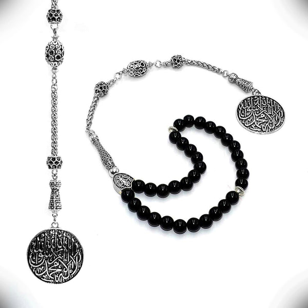 -BELIEF SERIES- Black Onyx Stone Prayer Beads-Tesbih-Tasbih-Tasbeeh-Misbaha-Masbaha (8 mm-33 beads)