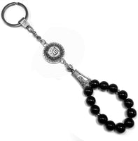 ALBATROSART -Keychain Collection with Allah -Handbag Holders (10mm Black Glass Beads)