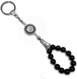 ALBATROSART -Keychain Collection with Allah -Handbag Holders (10mm Black Glass Beads)