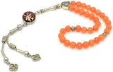 Orange Aventurine Natural Stone Prayer Beads (8 mm-33 beads) Tesbih-Tasbih-Tasbeeh-Misbaha-Masbaha