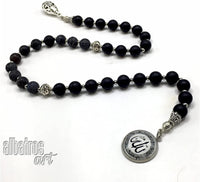 ALBATROSART -Swing Beads Collection- Prayer Beads-Tesbih-Tasbih-Tasbeeh-Misbaha-Masbaha-Subha-Sebha-Sibha-Rosary (Model 2 -8 mm Diameter Black Agate Beads)