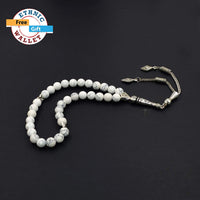 Synthetic White Turquoise Stone Worry Beads - Prayer Beads - Tesbih - Tasbih - Misbaha - Subha (8 mm-33 beads)