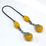 ALBATROSART Design - Greek KOMBOLOI Series Worry Beads Begleri Pony Anxiety Beads Rosary Relaxation Stress Relief (BEGLERİ - Tibetan Style Teardrop Resin Dark Yellow Beads)